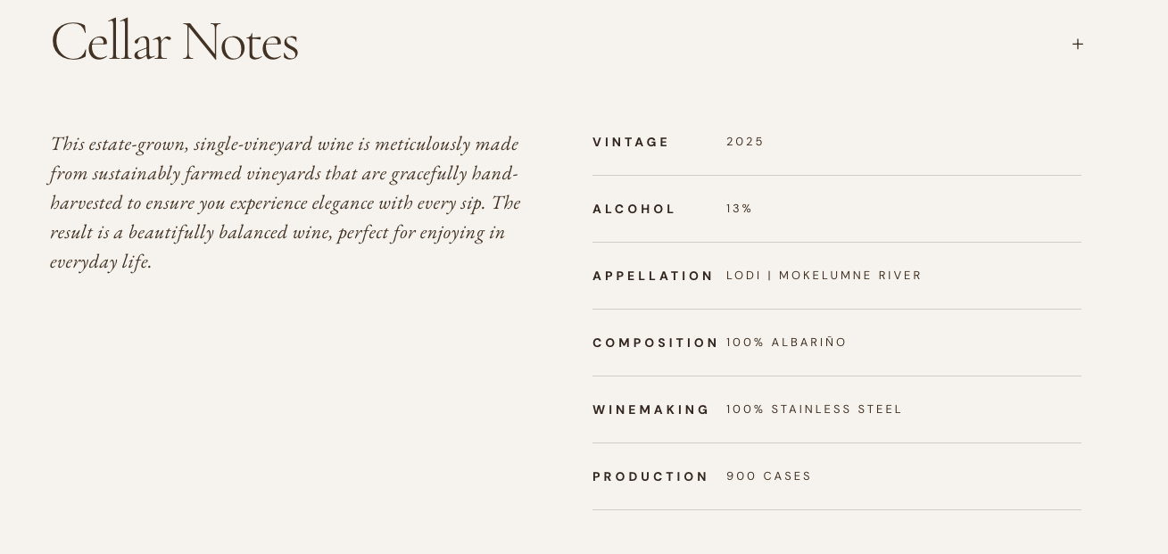 Expandable Cellar Notes with full wine tech specs