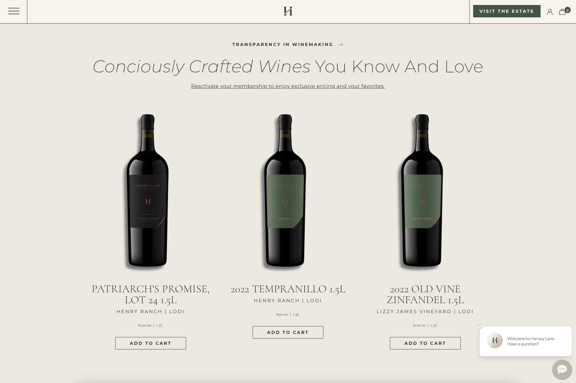 Product feature block with reactivation message for past member